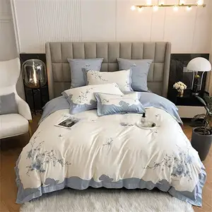 Luxury High Quality 100% Cotton silk pillow case duvet quilt premium bedding set covers bed sheets Set