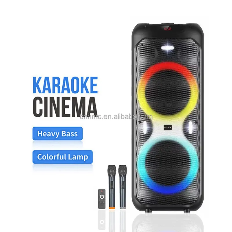 WGY-1029 Speaker Super Bass besar, Speaker Bluetooth 10 inci ganda Bass besar Karaoke Remote besar dengan mikrofon ganda