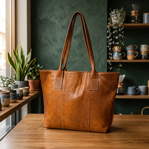 Handmade Genuine Leather Classic Tote shoulder <b>bag</b> for women - Product Image 5