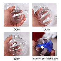 Ornements remplissables DIY, boules transparentes rondes en plastique pour décorations de Noël, de mariage, d'anniversaire et de fête