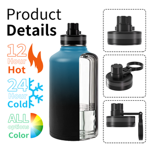 Botol Air Terisolasi 32oz 64oz Dengan Sedotan, Cangkir Air Olahraga Stainless Steel Dinding Ganda Vakum Anti Bocor untuk Perjalanan - Product Image 3