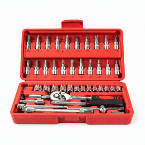 46 Pieces Quick Release 1/4" Mini Drive Ratchet Socket Wrench & Screwdriver Full Kit with Storage Case for Car Repair Work