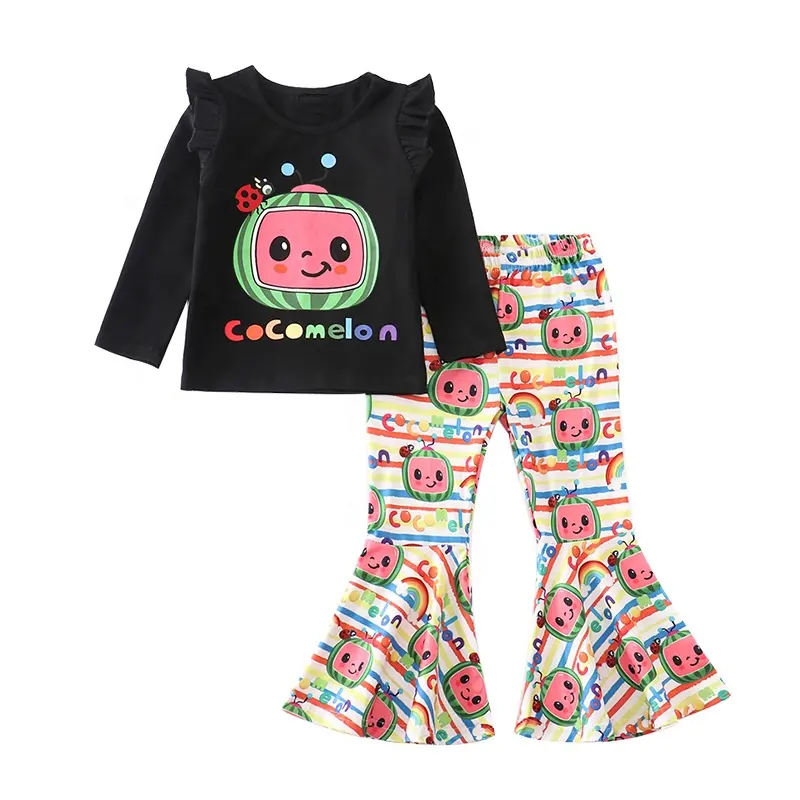 Boutique Kinderkleding Lente Meisjes Meloen Print T Shirts En Coco Uitlopende Broek Broek Meisjes Cartoon Kleding Kostuums