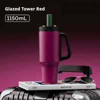 Gobelet isotherme en acier inoxydable de 40 oz avec poignée et couvercle, anti-fuite, ouverture à un clic, sans BPA, écologique, pour voyage, vente en gros