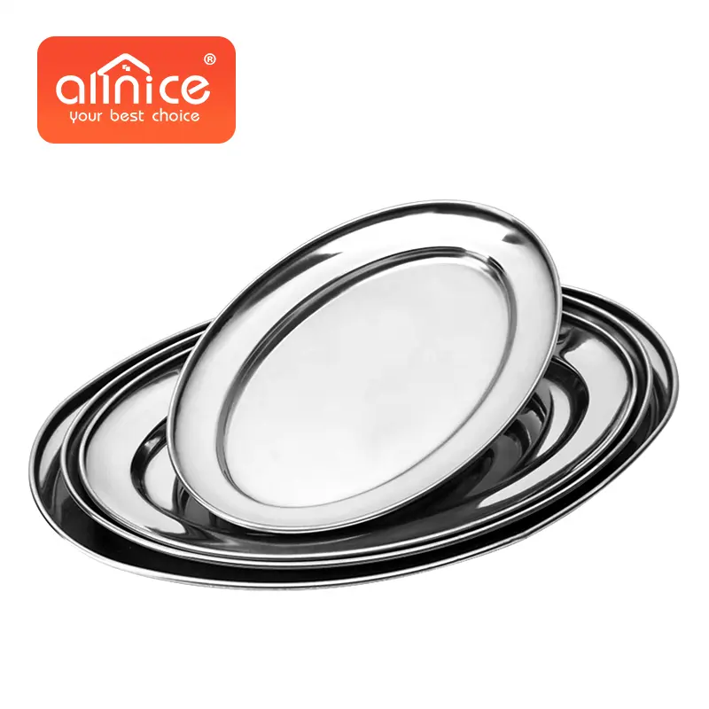 Wholesale Wedding Egg Shape Tray Kitchenware Plate Dinning Plates Stainless Steel Metal Dinner Plate