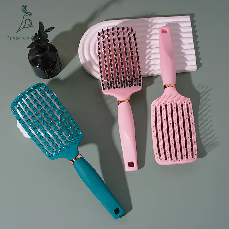 Échantillon gratuit Prix d'usine Vente en gros LOGO personnalisé Brosse à cheveux professionnelle en poils de sanglier avec poils en nylon