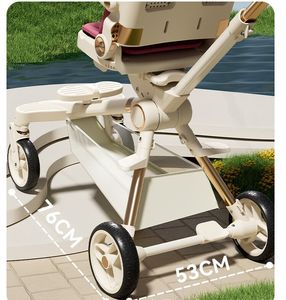 <span class=keywords><strong>Carrito</strong></span> con ruedas para bebé Lux, parasol, <span class=keywords><strong>patinete</strong></span> de bolsillo de cuero ecológico para niños, asiento giratorio ligero, cochecito plegable de 4 ruedas para niños de 0 a 5 años - Product Image 6