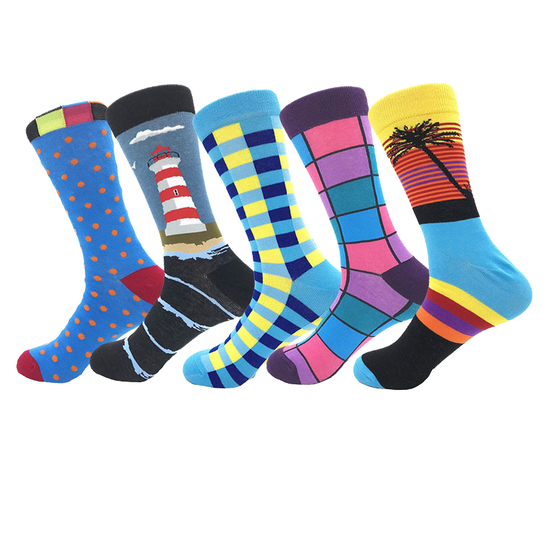 Unisex Bulk Novelty Fun Colorful Squares Crew Socks Original Art Colorful Lattice Girls Socks
