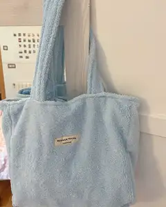 Groothandel Custom Mode Grote Capaciteit Badstof Draagtas Katoenen Handdoek Strand Tas Voor Vrouwen