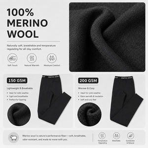 <b>Wool</b> Women's Outdoor Hiking Trekking Long Pants Thermal <b>Base</b> <b>Layer</b> Leggings Custom Logo Premium Warm Soft Breathable Winter Bott - Product Image 2