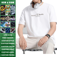 T-shirt pour homme en coton mercerisé à l'ammoniac liquide, coupe décontractée, respirant, poids lourd, été, imprimé lettres courtes