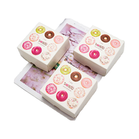 Boîtes à pâtisserie en PVC rose personnalisées pour biscuits, gâteaux, biscuits, emballage cadeau élégant en papier avec logo sucré