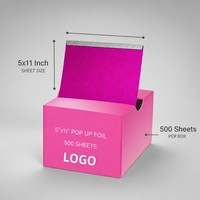 Feuilles de papier d'aluminium gaufré professionnel WanHao 5x11 pouces, 500 feuilles, rose, pour salon de coiffure, vente en gros, usine