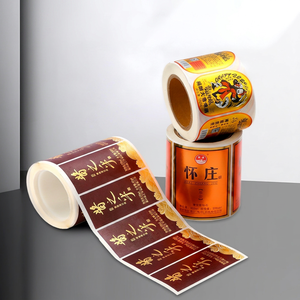 Étiquette rectangulaire autocollante en PET avec impression offset dorée pour l'emballage des boissons - Product Image 1
