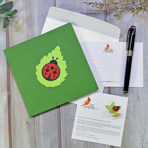 Ladybug Animal Shape 3D Pop-Up Birthday Card with Digital Printing and <b>Matte</b> <b>Varnishing</b> for Gift - Product Image 3