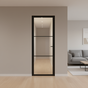 Porte intérieure en aluminium avec verre ESG noir, 29,9x79,3 pouces, modèle D0100H5XZR8, design minimaliste, isolation acoustique - Product Image 2