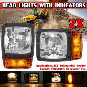24V LED Headlights with Indicator Turn Signal Lamp Worklight Universal for Tractor Excavator JCB Telehandler Loader <b>Forklift</b> - Product Image 1