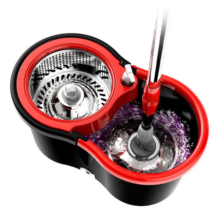 Serpillière en microfibre magic spin 360 avec balai de nettoyage et balai à franges torsadées en acier inoxydable, vente en gros