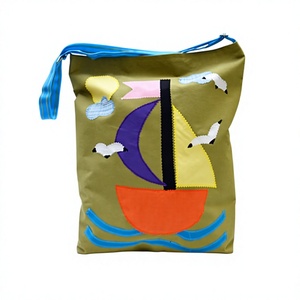 Cartoon Sailboat Handmade Canvas Applique work <b>Medium</b> <b>Size</b> Daily Use Shoulder <b>handbags</b> Wholesale - Product Image 1