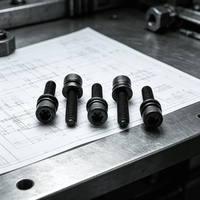 Sekrup DIN 912 SEMS M3-M12 Baja Paduan 12.9 Oksida Hitam Pra-Rakit dengan Ring Pegas dan Ring Datar Sekrup Kepala Hex Socket