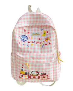 กระเป๋าเป้สะพายหลังนักเรียนหญิงลายเรขาคณิตกันน้ำ ขนาดใหญ่ จุของได้เยอะ ปิดซิป ผลิตจากโพลีเอสเตอร์ ลายมายเมโลดี้ - Product Image 1