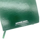 Journal personnalisé A5 couverture rigide en cuir PU vert cahier de reliure à coudre avec bande élastique agenda planificateur pour les promotions