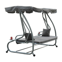 Offre Spéciale : Ensemble de Fauteuils Suspendus d'Extérieur en Acier Noir à 3 Places avec Auvent pour Jardin et Patio
