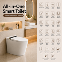 WC intelligent moderne automatique en céramique monobloc avec bidet intégré, télécommande, siège chauffant et fonction autonettoyante pour salle de bain