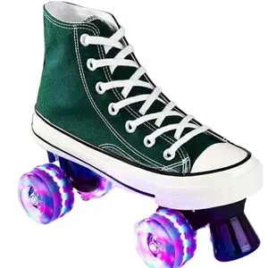 새로운 도매 디자인 전문 쿼드 캔버스 롤러 스케이트 스케이트 신발 빛 바퀴