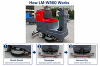 LM-W580 Nouvelle autolaveuse autoportée automotrice 3000/h Haute efficacité Batterie plomb-acide 24V100Ah pour entrepôt