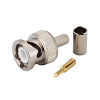 Conector macho BNC tipo crimpado para cable coaxial RG58 RG59 RG6