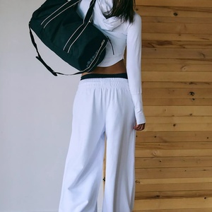 Custom Logo Eco-Friendly Breathable <b>Yoga</b> <b>Jacket</b> and Wide-Leg Sweatpants Super Versatile Zip-Up Classic Hood Set - Product Image 2