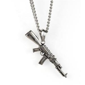 Sous-machines militaires 3d, 1 pièce, <span class=keywords><strong>collier</strong></span> de pistolet de moulage, accessoires pour hommes, ornement de pendentif de fusil d'assaut hip hop - Product Image 3