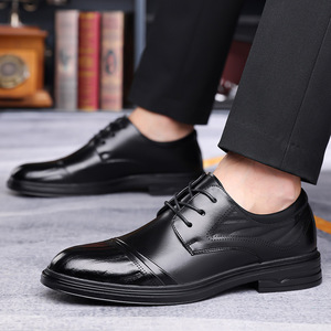 Zapatos Oxford de cuero para hombre, con punta redonda, cordones, suela de goma antideslizante, zapatos de vestir para boda, zapatos formales de negocios para otoño - Product Image 2