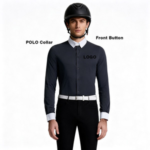 Camisas de Equitación para Hombre, Manga Larga, Cierre de Botones Frontales, Capa Base, Cuello Polo, Ropa para Entrenamiento al Aire Libre - Product Image 1