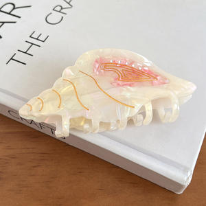 大きなサイズかわいい海のコンクウェルクカスタマイズ可能なアセテート髪爪クリップマーブリングフレッシュクロークリップ絶妙なアセテートクリップ - Product Image 4