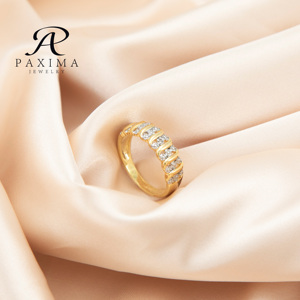 Paxima เครื่องประดับงานแต่งงานแหวนวินเทจตัดเพชรเพทายสังเคราะห์สดใส925แหวนแต่งงานชุบทองเงิน - Product Image 2