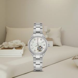 Montre automatique de luxe pour femmes, marqueurs en diamant, mouvement mécanique Miyota 6T28, cadran analogique, bracelet en acier inoxydable, alarme - Product Image 1