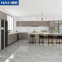 Meubles de cuisine modulaires modernes de style européen, finition laquée, ensemble évier et robinet en marbre, respectueux de l'environnement, taille personnalisée