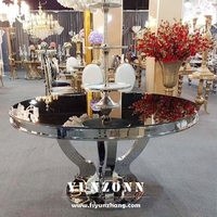 Tables à manger rondes en verre de luxe, design moderne en acier inoxydable, sur piétement, dorées, durables, pour l'extérieur, les hôtels, les restaurants, les salons