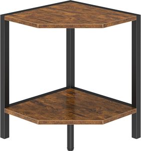 Étagère <span class=keywords><strong>d</strong></span>'<span class=keywords><strong>angle</strong></span> à deux niveaux, bibliothèque <span class=keywords><strong>d</strong></span>'<span class=keywords><strong>angle</strong></span> multifonctionnelle, étagère de présentation verticale <span class=keywords><strong>d</strong></span>'<span class=keywords><strong>angle</strong></span>, adaptée à la cuisine, à la chambre à coucher, couleur marron campagnard - Product Image 1