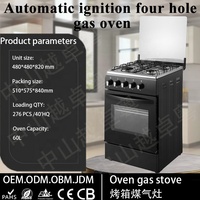 Cuisinière à quatre brûleurs avec four à gaz, allumage manuel, exportation, 50 cm de large, 1 pièce, livraison directe, 1501-2000W