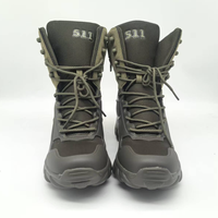Bottes tactiques en cuir noir pour hommes, vente en gros d'usine