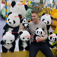 Peluche Panda Brodée Personnalisée 100% Polyester Noir Blanc Panda 18/24 Pouce Cadeau Soulagement du Stress Remplissage PP Coton