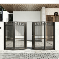 Porte pliante moderne en aluminium noir mat sur mesure |   Panneau de brise-vue vertical à persiennes, motif diamant ajouré, anti-rouille, pour cour