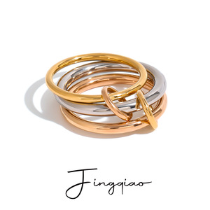 <b>Stacked</b> <b>Rings</b> Geometric Shape Stainless Steel Women's Fashion Jewelry Gift - Product Image 5