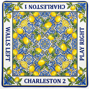 Charleston Nautical Anchor Mahjong <b>Table</b> <b>Mat</b>, Navy Blue Striped Jacquard Fabric Game Pad with Compass Rope Border, Non-Slip Wate - Product Image 1