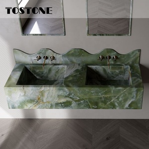 Lavabo Doble <span class=keywords><strong>de</strong></span> Pared <span class=keywords><strong>de</strong></span> Jade Verde Frío Natural Tostone, <span class=keywords><strong>Mueble</strong></span> <span class=keywords><strong>de</strong></span> <span class=keywords><strong>Baño</strong></span> <span class=keywords><strong>de</strong></span> Mármol <span class=keywords><strong>para</strong></span> Hoteles, Apartamentos y Villas <span class=keywords><strong>de</strong></span> Alta Gama, Decoración Interior <span class=keywords><strong>de</strong></span> Baños - Product Image 1