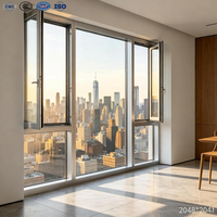 Fenêtre de balcon à double vitrage avec grille, design français, cadre en aluminium ultra-fin, fenêtre à battant en aluminium pour maison