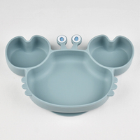 Usine En Gros Personnalisable Crabe Animal En Forme De Bébé Vaisselle Assiettes En Silicone pour Enfants 0-12 Mois